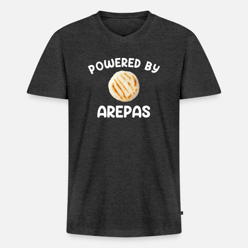 powered by arepas, arepas - Männer Premium Bio T-Shirt mit V-Ausschnitt - Anthrazit meliert