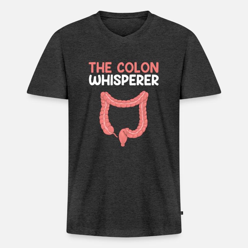 Colon Whisperer, Endoscopy Gastroenterology - Männer Premium Bio T-Shirt mit V-Ausschnitt - Anthrazit meliert