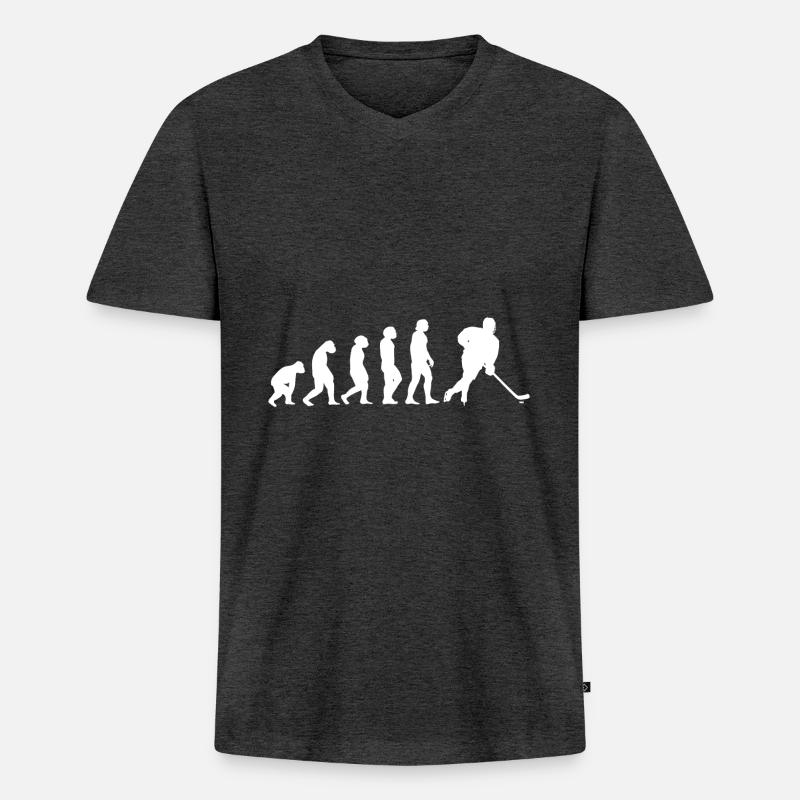Eishockey Evolution - Männer Premium Bio T-Shirt mit V-Ausschnitt - Anthrazit meliert