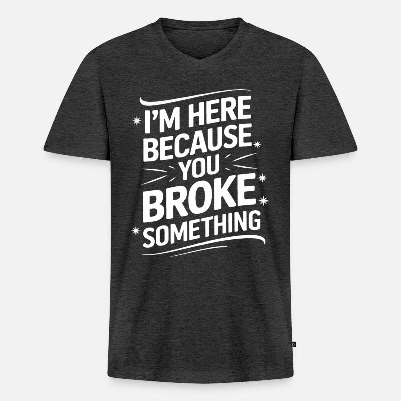 Technischer Support Computerfreak Nerd - Männer Premium Bio T-Shirt mit V-Ausschnitt - Anthrazit meliert