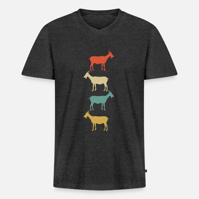 Ziege Ziegenbock Bunt - Männer Premium Bio T-Shirt mit V-Ausschnitt - Anthrazit meliert