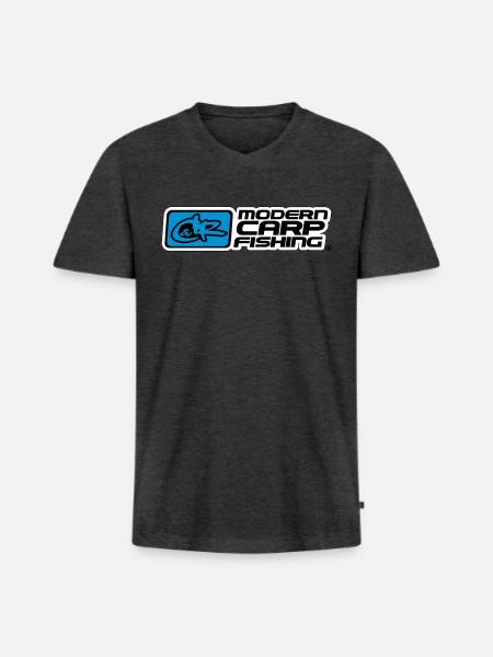 Catch and Respect,Angeln,Fishing - Männer Premium Bio T-Shirt mit V-Ausschnitt - Anthrazit meliert