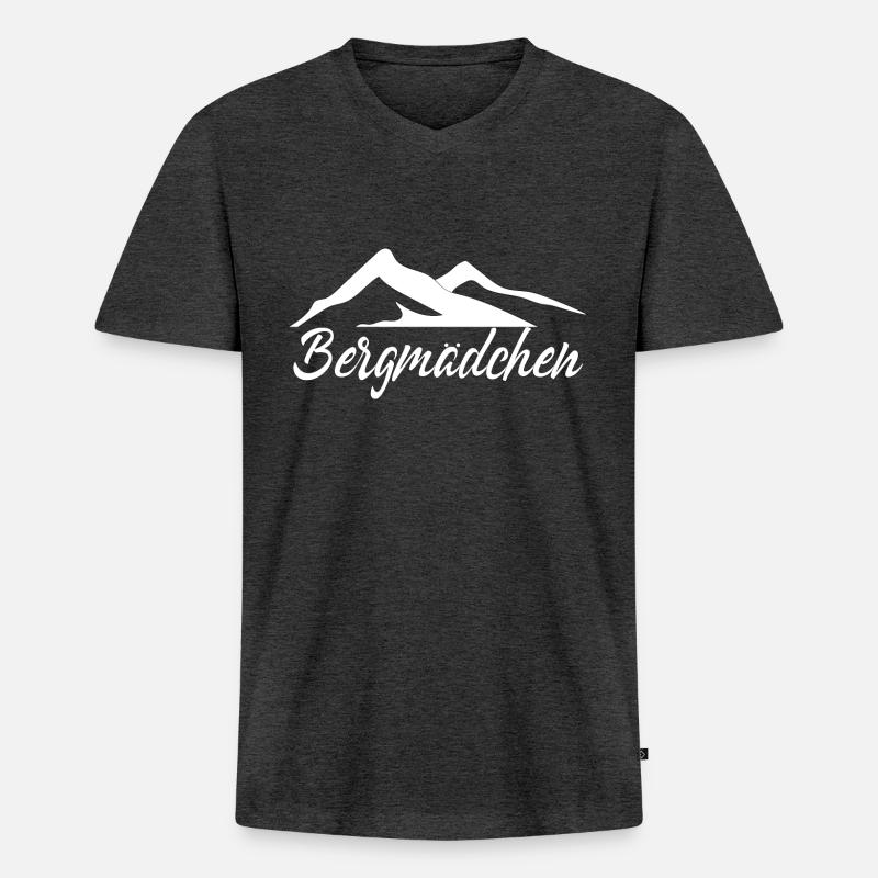 Damen Bergmädchen Wandern Geschenk Wandershirt - Männer Premium Bio T-Shirt mit V-Ausschnitt - Anthrazit meliert