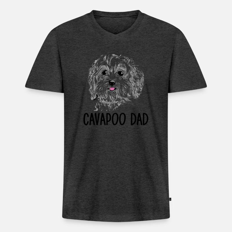 Cavapoo Papa, Cavapoo - T-shirt encolure en V Premium bio Homme - anthracite chiné