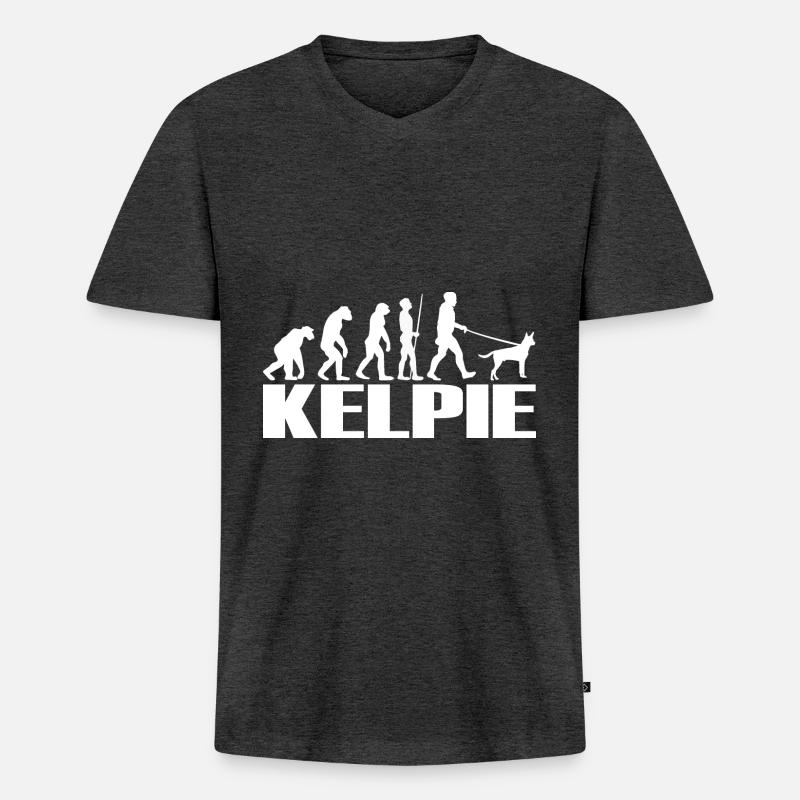 Kelpie Australian Hunde Evolution - Männer Premium Bio T-Shirt mit V-Ausschnitt - Anthrazit meliert