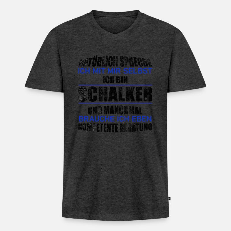 Schalker Beratung Geschenkidee - Männer Premium Bio T-Shirt mit V-Ausschnitt - Anthrazit meliert