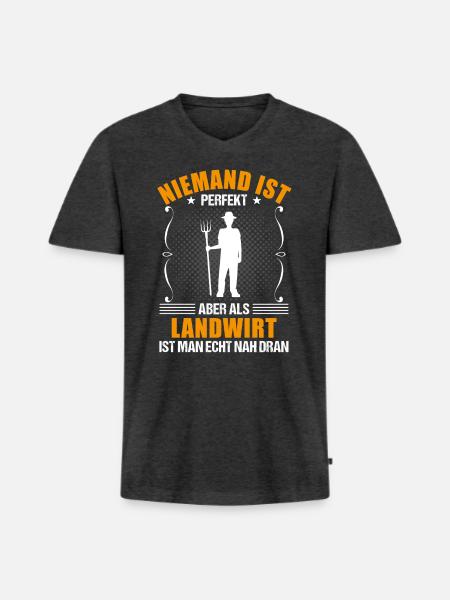 Landwirt Bauer Lustiger Spruch Geschenk - Männer Premium Bio T-Shirt mit V-Ausschnitt - Anthrazit meliert