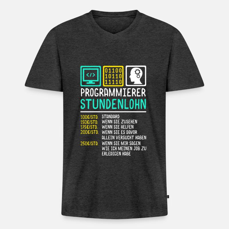 Programmierer - Männer Premium Bio T-Shirt mit V-Ausschnitt - Anthrazit meliert