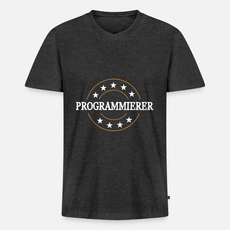 Programmierer Beruf - Männer Premium Bio T-Shirt mit V-Ausschnitt - Anthrazit meliert