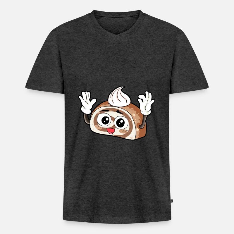 Kuchen Essen Feinschmecker Geschenk - Männer Premium Bio T-Shirt mit V-Ausschnitt - Anthrazit meliert