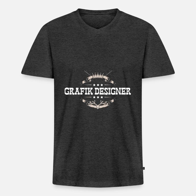 Grafik Designer Beruf - Männer Premium Bio T-Shirt mit V-Ausschnitt - Anthrazit meliert