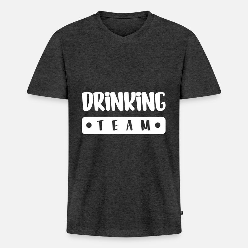 Drinking Team - Männer Premium Bio T-Shirt mit V-Ausschnitt - Anthrazit meliert