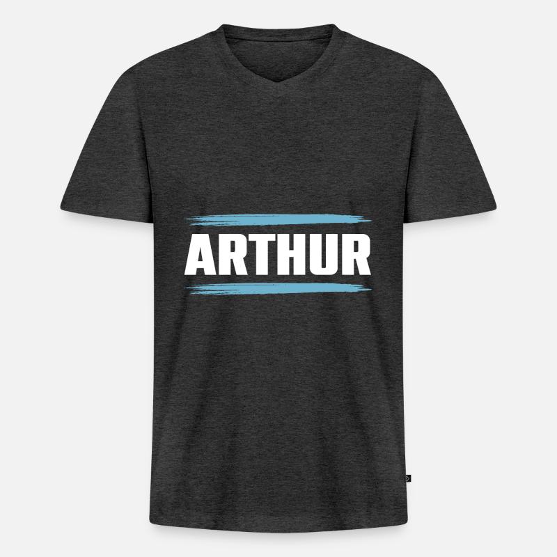 Arthur - Männer Premium Bio T-Shirt mit V-Ausschnitt - Anthrazit meliert