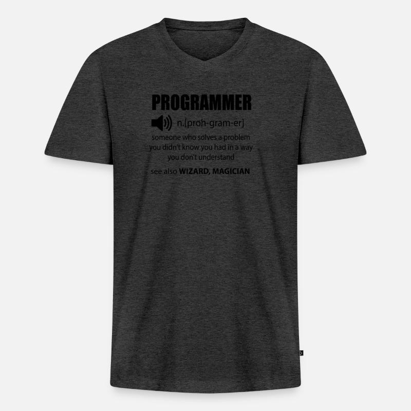 Code Programmer Dictionary Developer Gift - Men's Premium Organic T-shirt with V-neck - heather anthracite