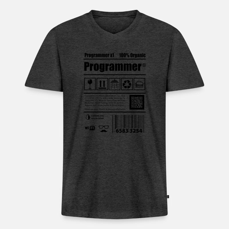 Coder Programmierer Koffein Entwickler Geschenk - Männer Premium Bio T-Shirt mit V-Ausschnitt - Anthrazit meliert