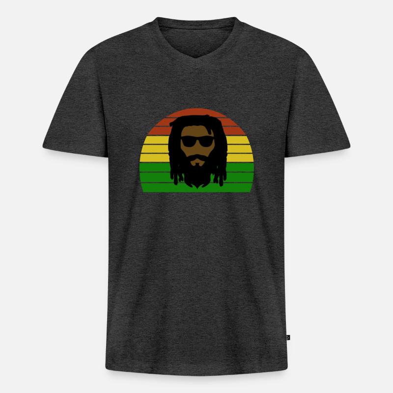 Rasta - Dreadlock - Raggae Rasta - Männer Premium Bio T-Shirt mit V-Ausschnitt - Anthrazit meliert