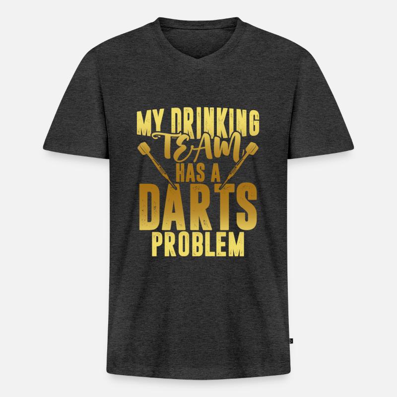 drinking team darts - Männer Premium Bio T-Shirt mit V-Ausschnitt - Anthrazit meliert