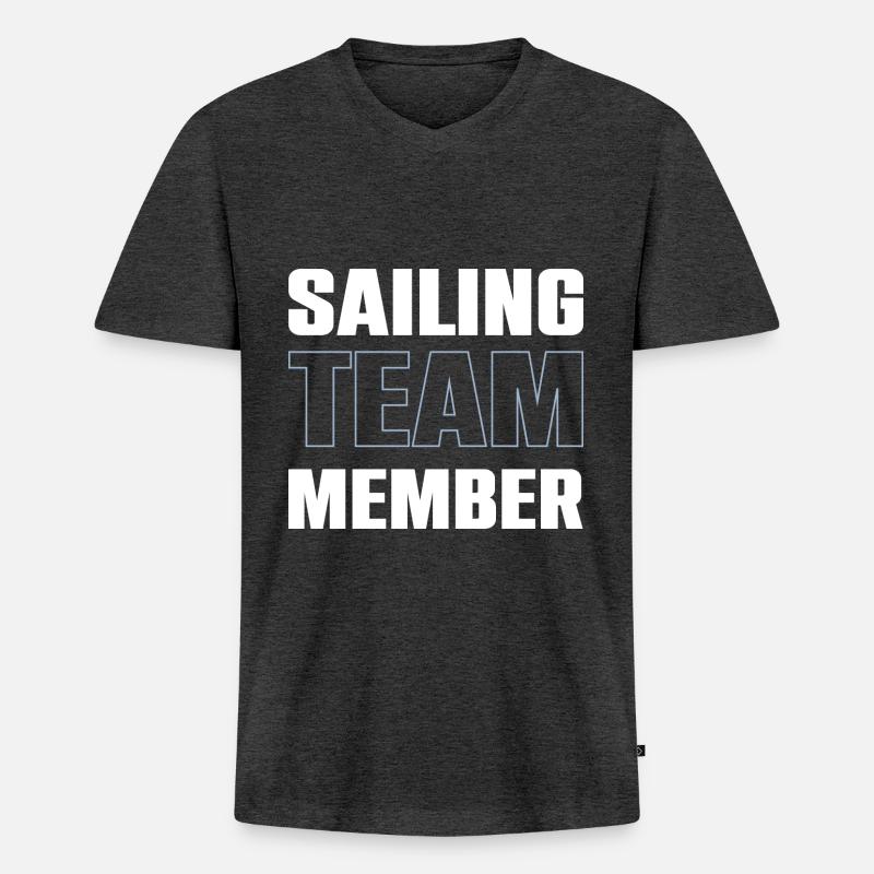 Sailing Team - Männer Premium Bio T-Shirt mit V-Ausschnitt - Anthrazit meliert