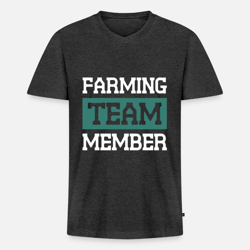 Farming Team - Männer Premium Bio T-Shirt mit V-Ausschnitt - Anthrazit meliert