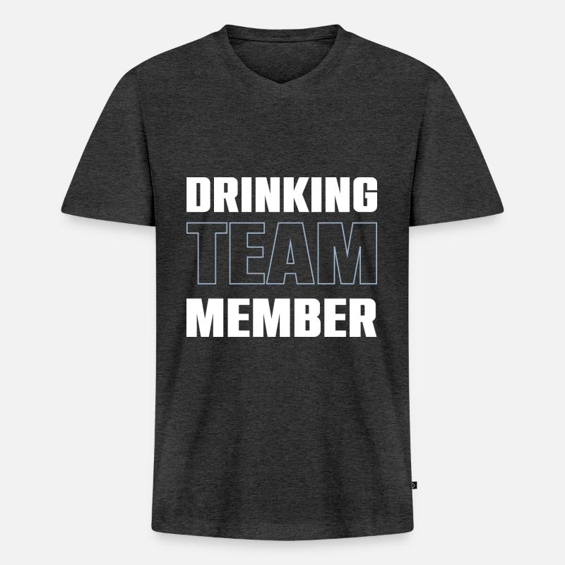 Drinking Team - Männer Premium Bio T-Shirt mit V-Ausschnitt - Anthrazit meliert