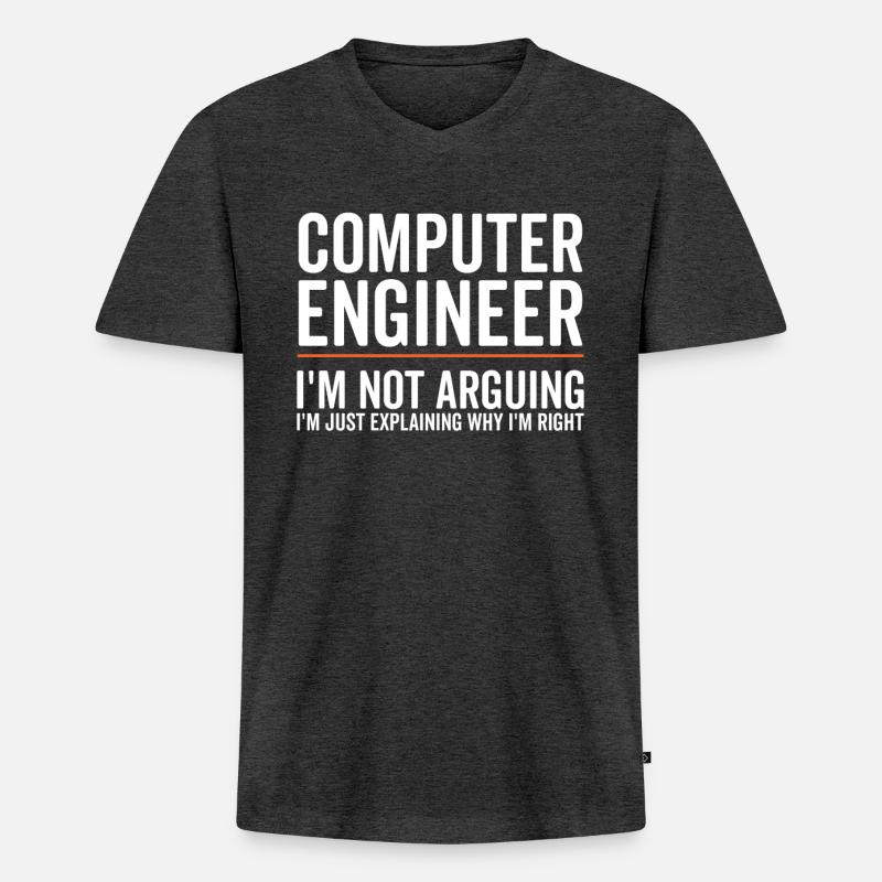 I Explain Only - Computer Engineer - Men's Premium Organic T-shirt with V-neck - heather anthracite