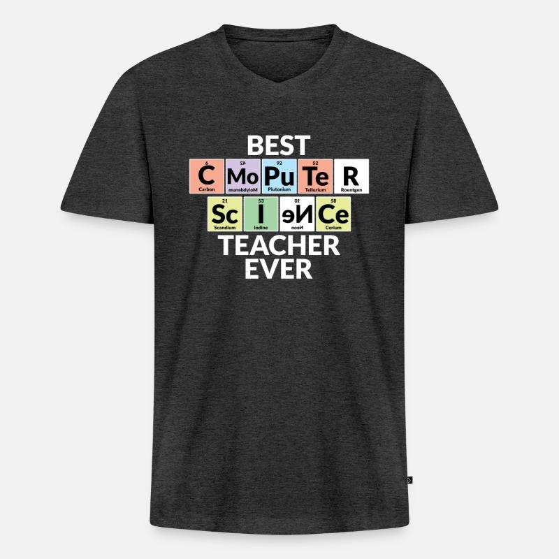 Bester Informatiklehrer Aller Zeiten - Männer Premium Bio T-Shirt mit V-Ausschnitt - Anthrazit meliert