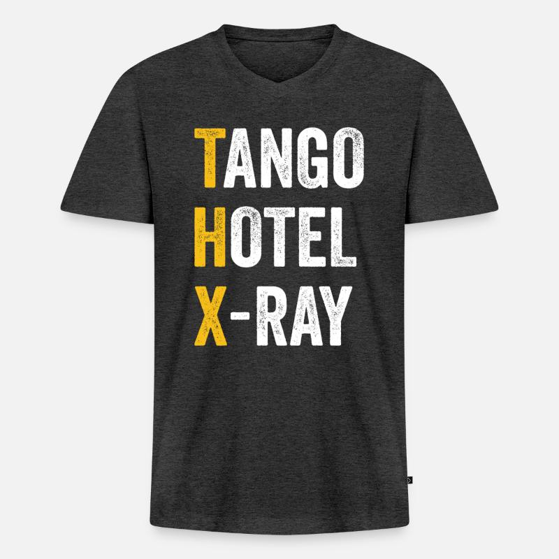 Computer-Chat-Tango. - Männer Premium Bio T-Shirt mit V-Ausschnitt - Anthrazit meliert