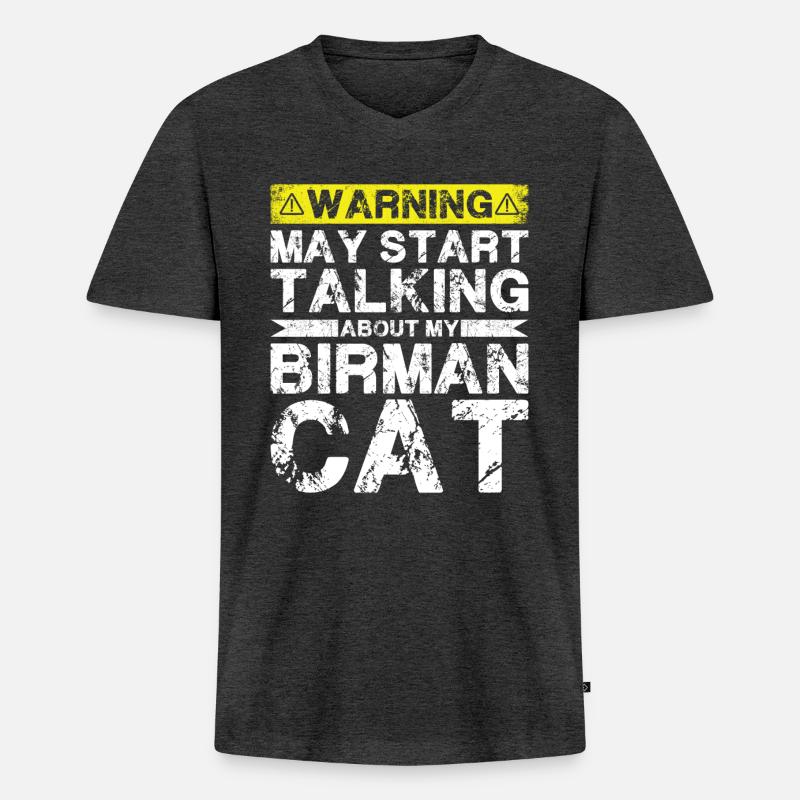Apropos Birma-Katze - Männer Premium Bio T-Shirt mit V-Ausschnitt - Anthrazit meliert