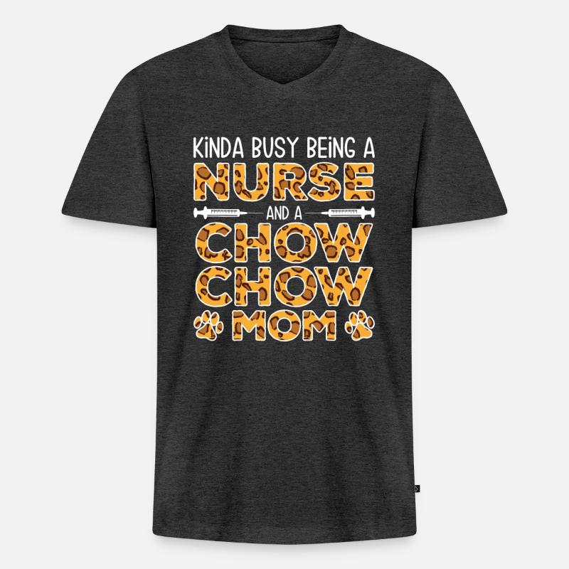 Krankenschwester-Hundemutter - Chow-Chow - Männer Premium Bio T-Shirt mit V-Ausschnitt - Anthrazit meliert