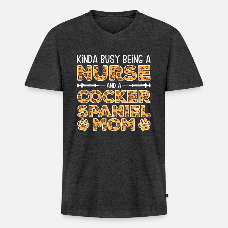 Schwesterhund Mutter - Cocker Spaniel - Männer Premium Bio T-Shirt mit V-Ausschnitt - Anthrazit meliert