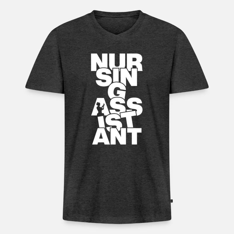 Berufsarbeitsarbeit - Krankenpflegerassistent - Männer Premium Bio T-Shirt mit V-Ausschnitt - Anthrazit meliert