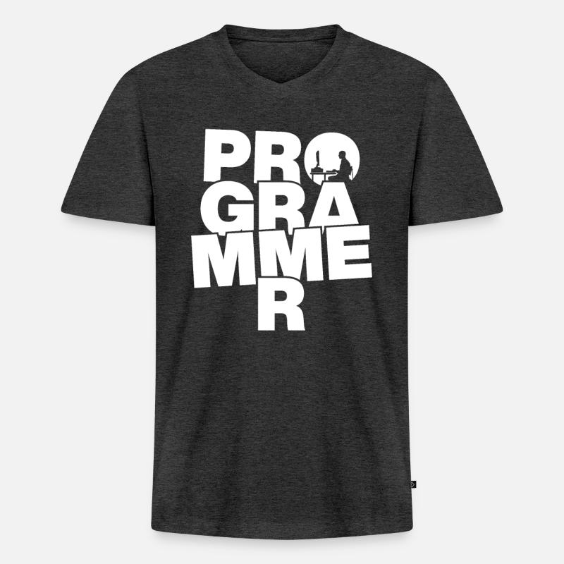 Programming profession Job - Programmer - Men's Premium Organic T-shirt with V-neck - heather anthracite