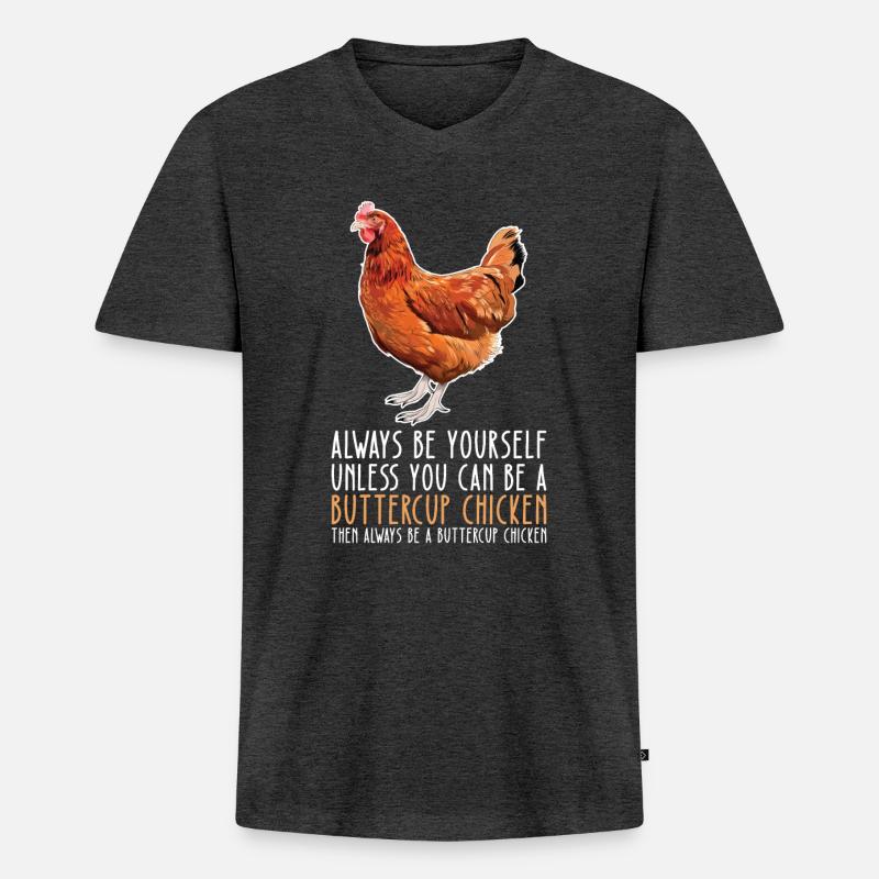 Sei Du Selbst - Buttercup Chicken - Männer Premium Bio T-Shirt mit V-Ausschnitt - Anthrazit meliert