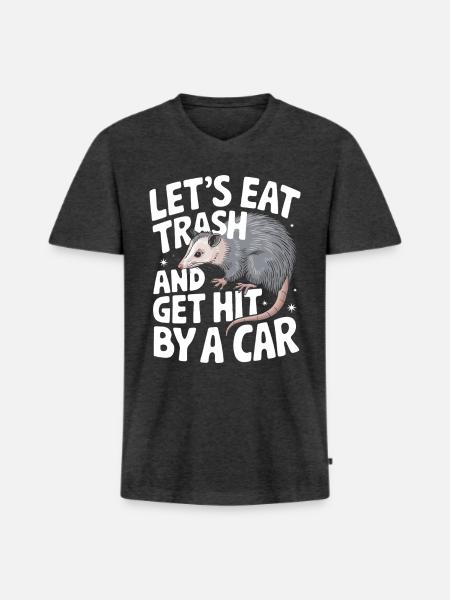 Opossum Possum Tier - Männer Premium Bio T-Shirt mit V-Ausschnitt - Anthrazit meliert