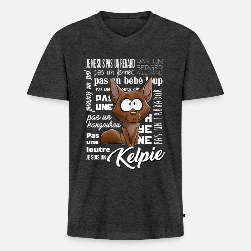Ich bin ein Kelpie - Männer Premium Bio T-Shirt mit V-Ausschnitt - Anthrazit meliert