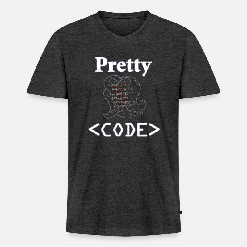 Programmeur, joli code, cadeau - T-shirt encolure en V Premium bio Homme - anthracite chiné