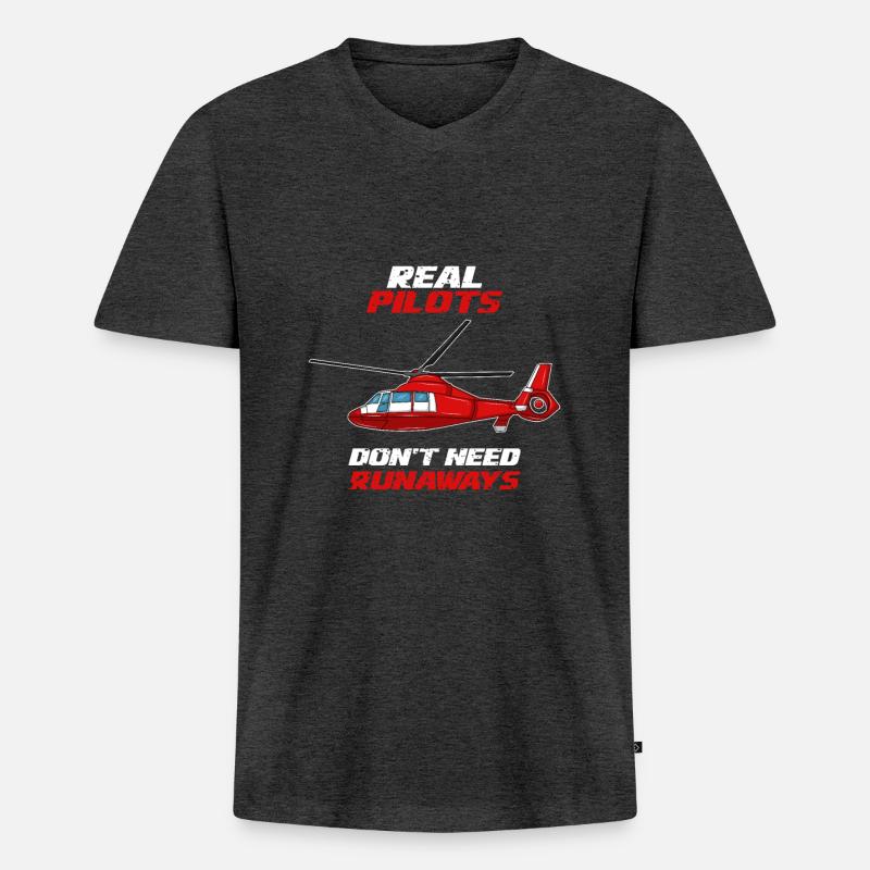 Versuchsfliegerflugzeugluftfahrtluftfahrt-DJ-Geschenk - Männer Premium Bio T-Shirt mit V-Ausschnitt - Anthrazit meliert