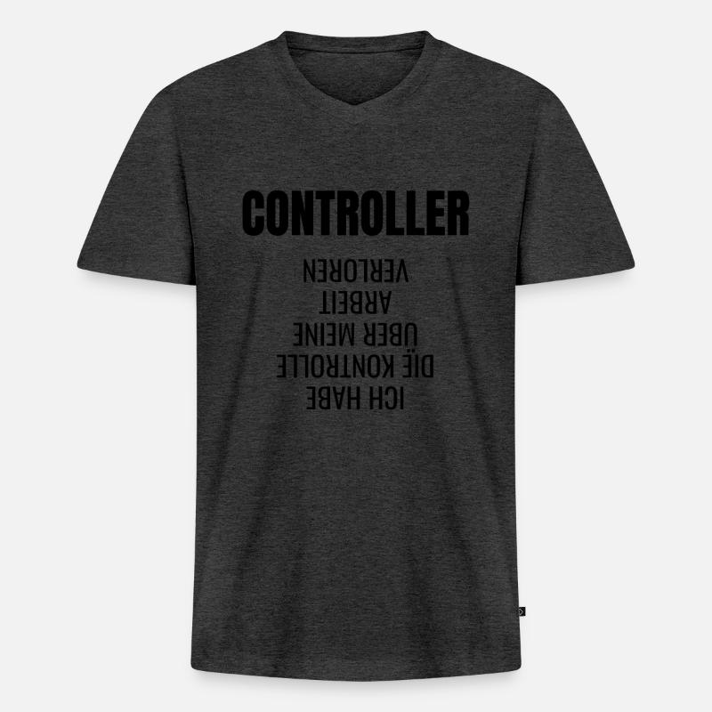 Controller Controlling BWL Geschenk Idee - Männer Premium Bio T-Shirt mit V-Ausschnitt - Anthrazit meliert