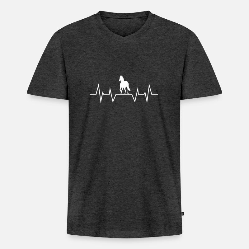 Pferd - Männer Premium Bio T-Shirt mit V-Ausschnitt - Anthrazit meliert