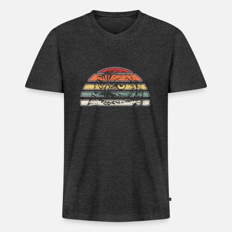 Eule - Männer Premium Bio T-Shirt mit V-Ausschnitt - Anthrazit meliert