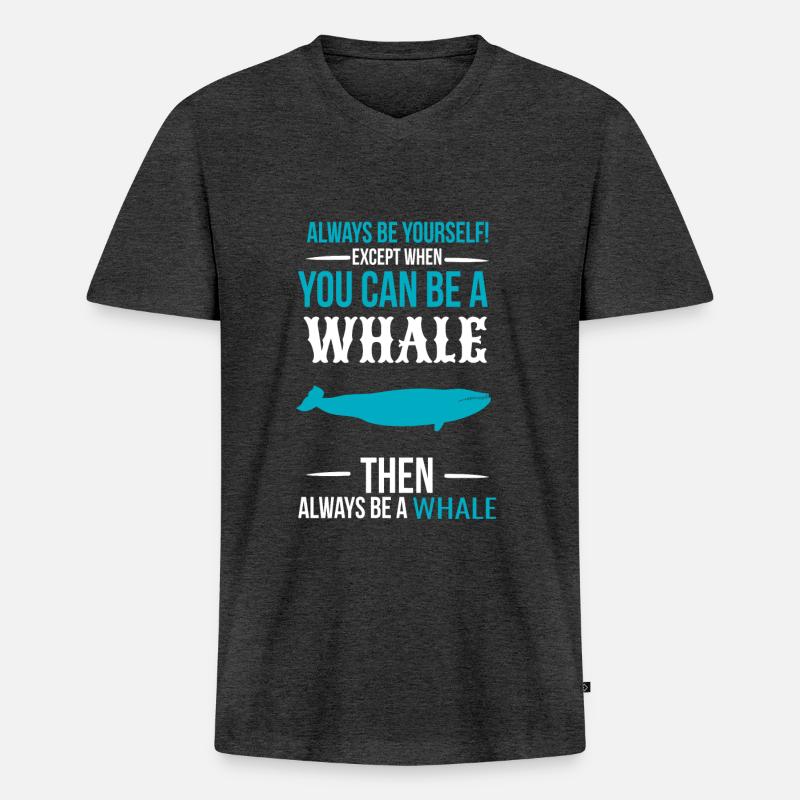 Wal - Männer Premium Bio T-Shirt mit V-Ausschnitt - Anthrazit meliert