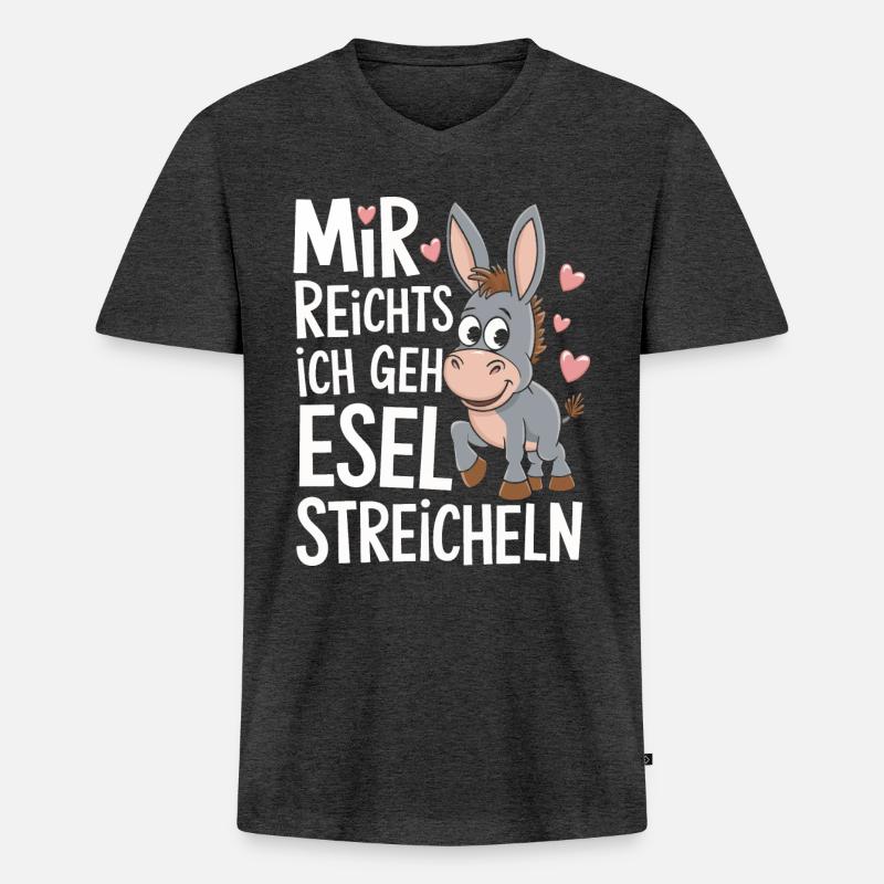 Esel Eselchen Maultier Muli - Männer Premium Bio T-Shirt mit V-Ausschnitt - Anthrazit meliert