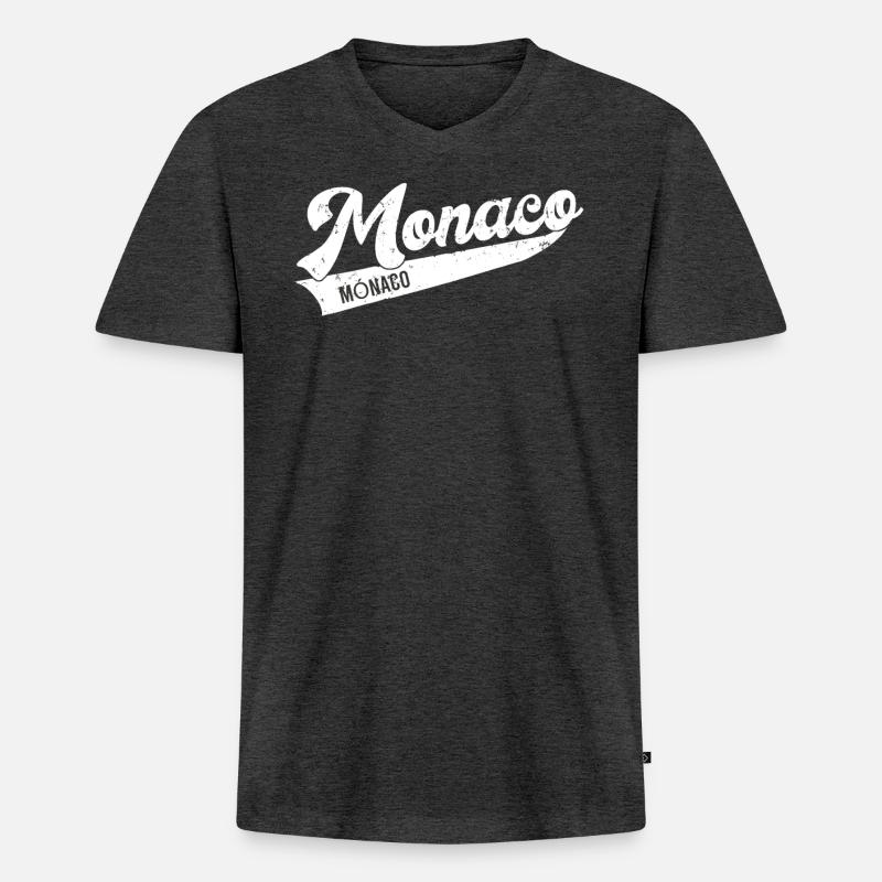 Monaco, Monaco - Männer Premium Bio T-Shirt mit V-Ausschnitt - Anthrazit meliert