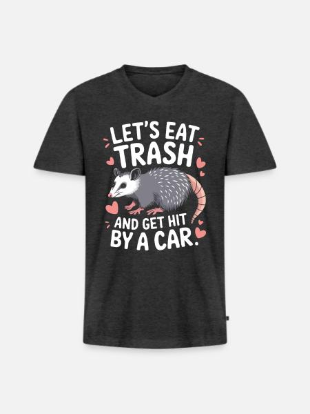 Opossum Possum Animal - Men's Premium Organic T-shirt with V-neck - heather anthracite