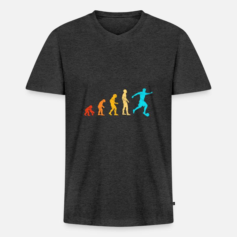 Football Evolution - Männer Premium Bio T-Shirt mit V-Ausschnitt - Anthrazit meliert