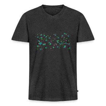 Sterne - Männer Premium Bio T-Shirt mit V-Ausschnitt - Anthrazit meliert - Vorne - Nico (187cm)
