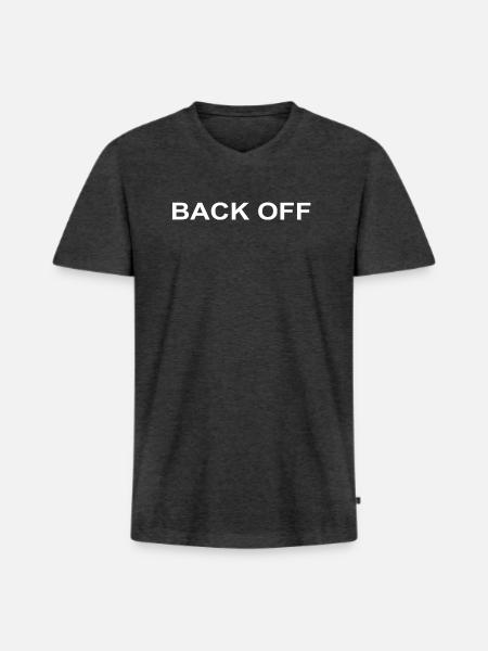 Back Off - Men's Premium Organic T-shirt with V-neck - heather anthracite