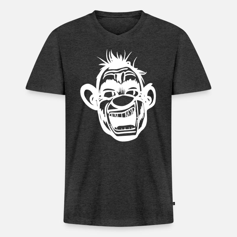 NICEäffschäTRASH - Männer Premium Bio T-Shirt mit V-Ausschnitt - Anthrazit meliert