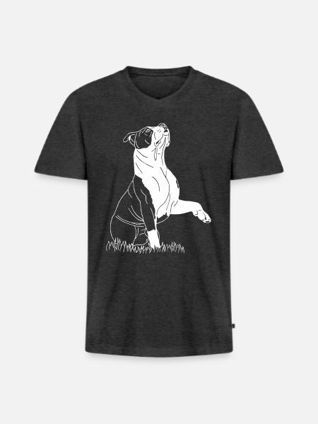 American Bully XL - Männer Premium Bio T-Shirt mit V-Ausschnitt - Anthrazit meliert