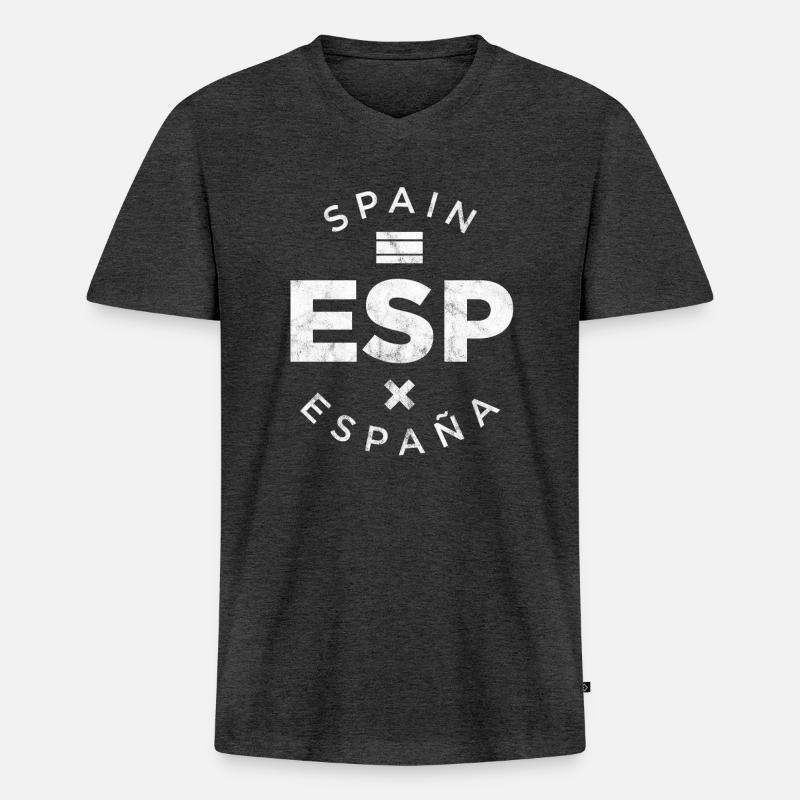 ESP, Spanien - Männer Premium Bio T-Shirt mit V-Ausschnitt - Anthrazit meliert